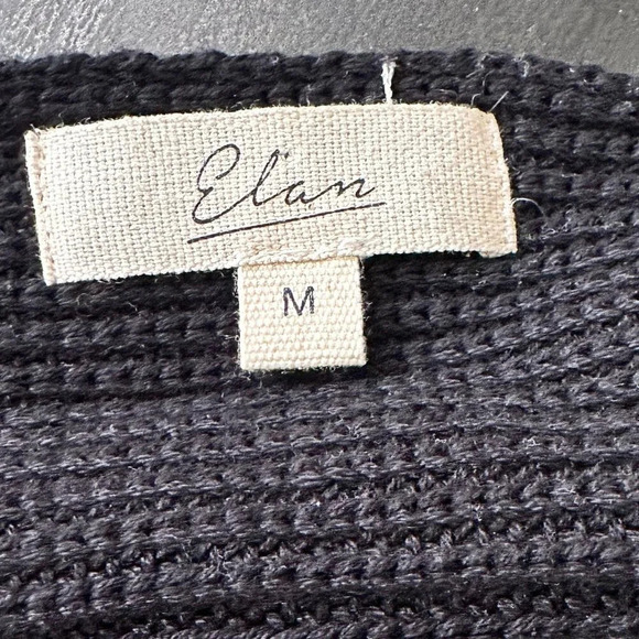 ELAN Two Tone Low Back Crossover V Neck Sweater Size Medium - Picture 9 of 9